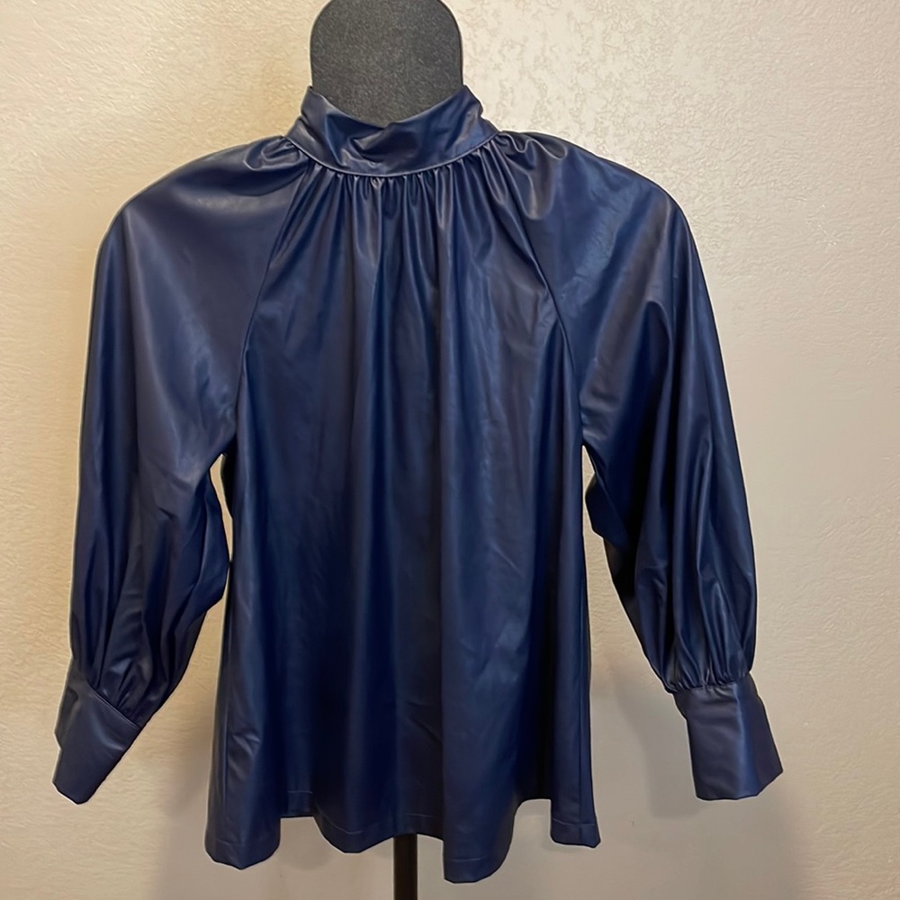 Rachel Comey Long Sleeve Faux Leather Blouse Size XXS